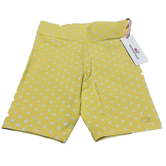 NWT Vineyard Vines Girls' Everyday Bike Short Lemon White Polka Dot Small 7-8 - Picture 1 of 6